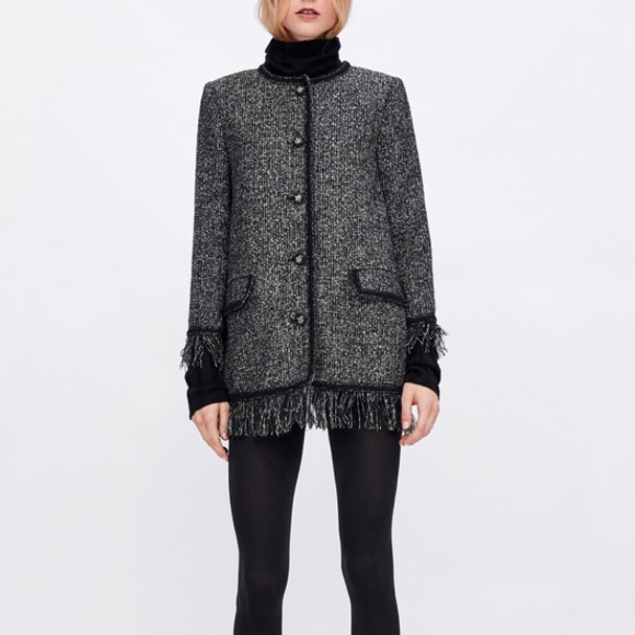 Zara Jackets & Blazers - Zara tweed jacket with metallic thread